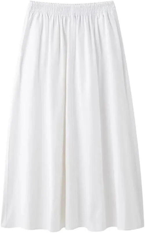 Women's High-Waisted Mid-Length Skirt Casual Versatile Solid Color Elastic Waist Skirts
