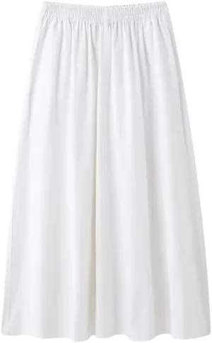 Women's High-Waisted Mid-Length Skirt Casual Versatile Solid Color Elastic Waist Skirts