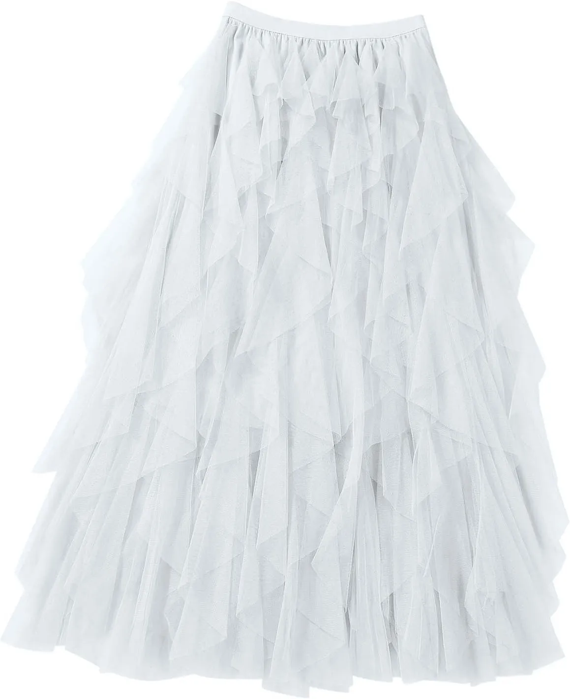 Women's High Waisted Midi Skirt Multi-Layer A-Line Pleated Midi Skirt 2024 Flowy Versatile Irregular Work Mesh Skirts