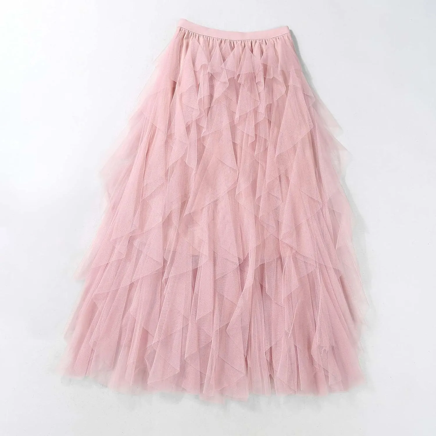 Women's High Waisted Midi Skirt Multi-Layer A-Line Pleated Midi Skirt 2024 Flowy Versatile Irregular Work Mesh Skirts