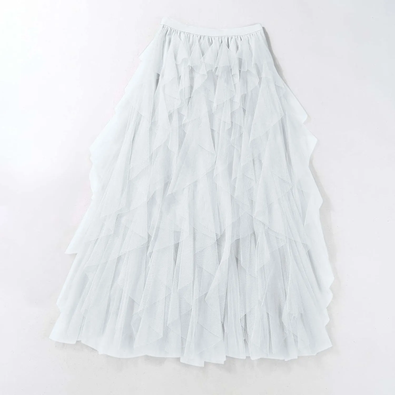 Women's High Waisted Midi Skirt Multi-Layer A-Line Pleated Midi Skirt 2024 Flowy Versatile Irregular Work Mesh Skirts