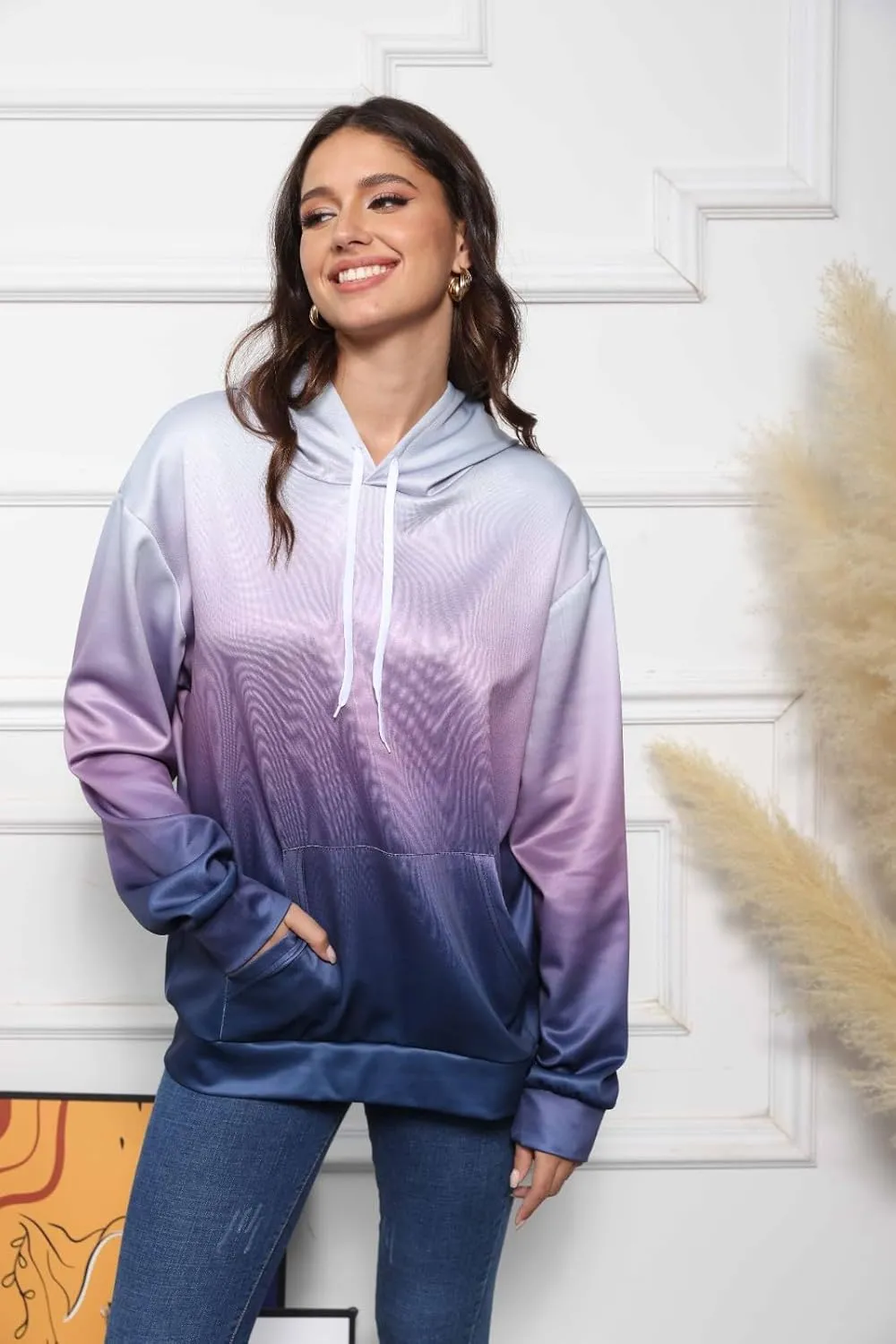 Womens Hoodies Y2k Tie Dye Plus Size Oversized Sweatshirt Loose Fit Drawstring Cute Preppy Hoodie with Pockets