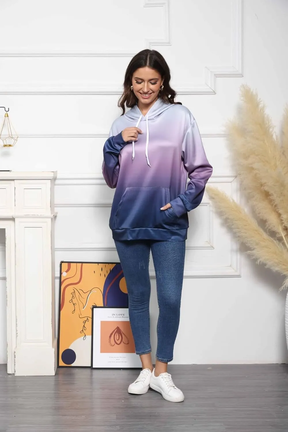 Womens Hoodies Y2k Tie Dye Plus Size Oversized Sweatshirt Loose Fit Drawstring Cute Preppy Hoodie with Pockets