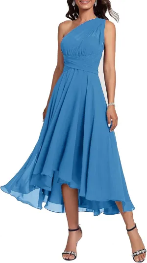 Women's Infinity Formal Dresses Tea Length Chiffon Multiway Convertible Versatile Wedding Party Dress