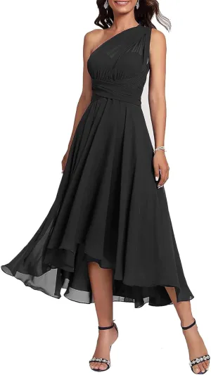 Women's Infinity Formal Dresses Tea Length Chiffon Multiway Convertible Versatile Wedding Party Dress