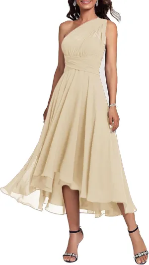 Women's Infinity Formal Dresses Tea Length Chiffon Multiway Convertible Versatile Wedding Party Dress