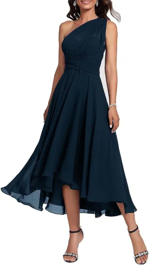Women's Infinity Formal Dresses Tea Length Chiffon Multiway Convertible Versatile Wedding Party Dress
