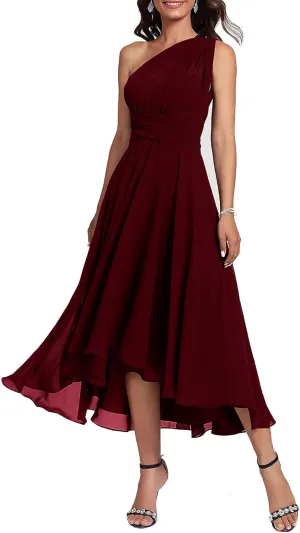 Women's Infinity Formal Dresses Tea Length Chiffon Multiway Convertible Versatile Wedding Party Dress