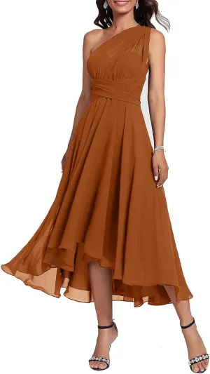 Women's Infinity Formal Dresses Tea Length Chiffon Multiway Convertible Versatile Wedding Party Dress