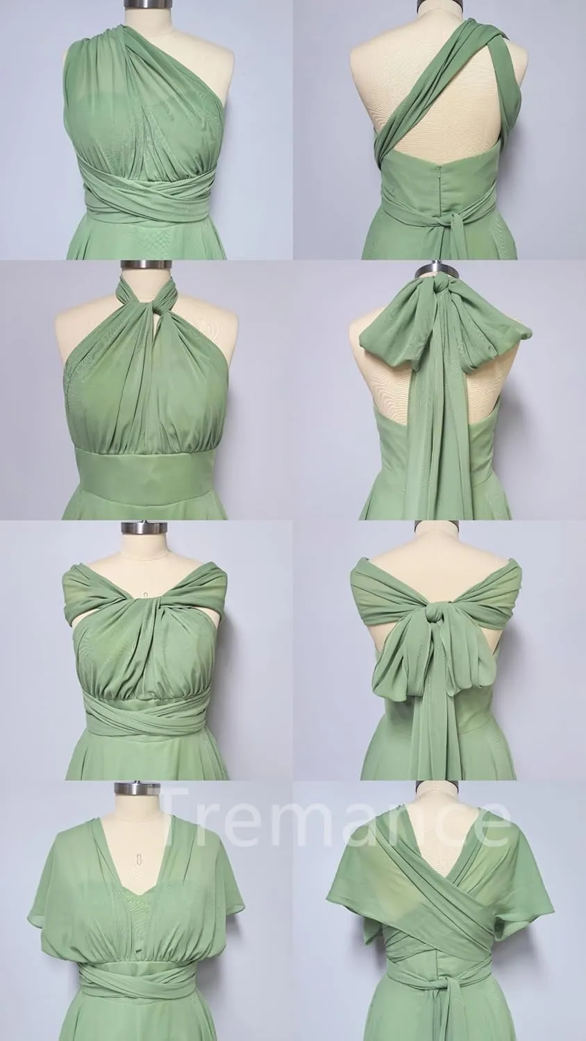 Women's Infinity Formal Dresses Tea Length Chiffon Multiway Convertible Versatile Wedding Party Dress