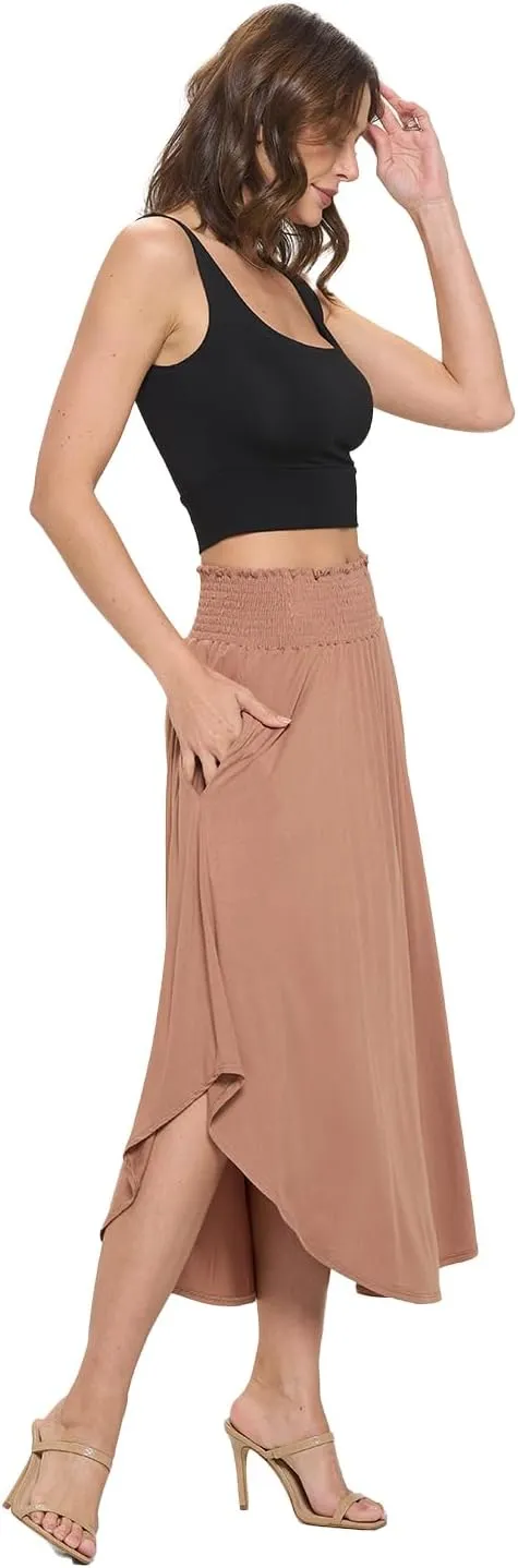 Women's Midi Long Skirt, Flowy, Sexy Outfit, High Waisted, Summer Outfit, Pull On, Casual