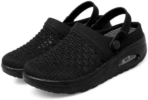 Womens Orthopedic Clogs with Air Cushion Support Mesh Garden Shoes Lightweight Diabetic Walking Shoes Wide Width Stretch Sandals Slippers