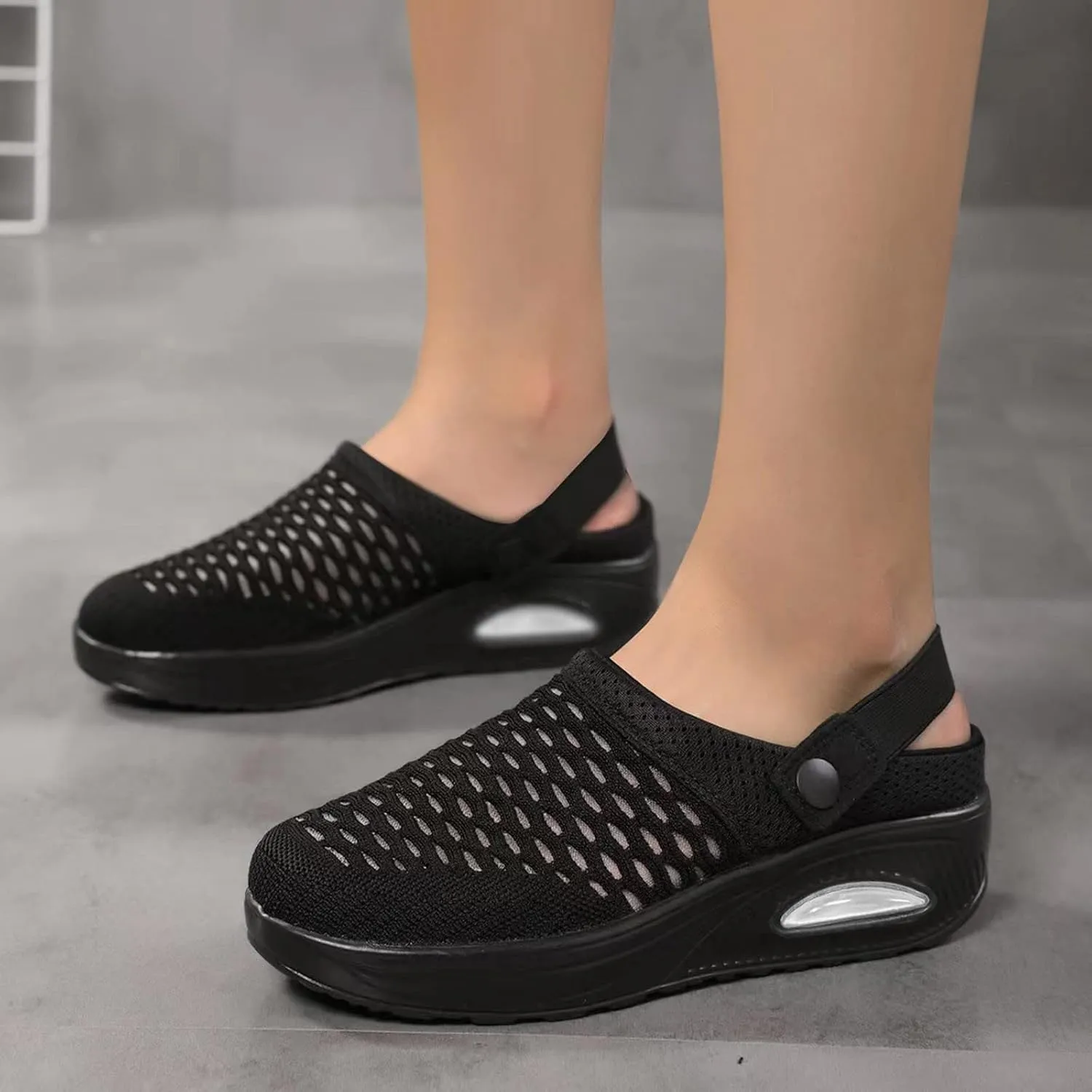 Womens Orthopedic Clogs with Air Cushion Support Mesh Garden Shoes Lightweight Diabetic Walking Shoes Wide Width Stretch Sandals Slippers