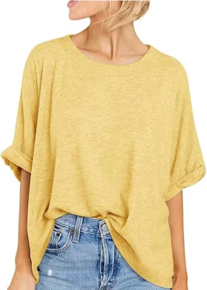 Women's Oversized T Shirts Loose Fit Tunic Tshirts Casual Summer Short Sleeve Tops Basic Tees
