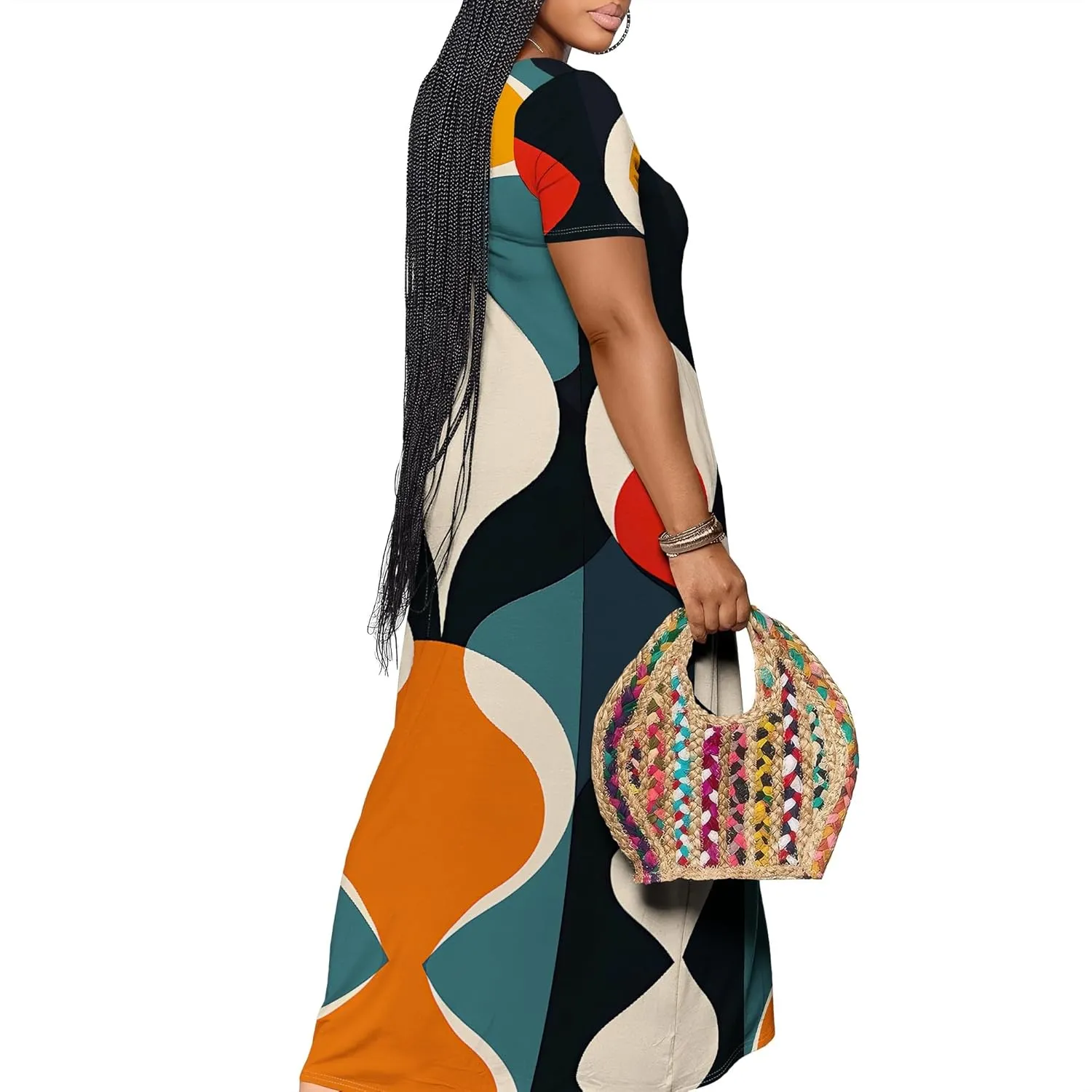 Women's Plus Size Summer Dresses Print Maxi Dresses Flowy Sundresses Plus Size A-Line Skirts for Curvy Women