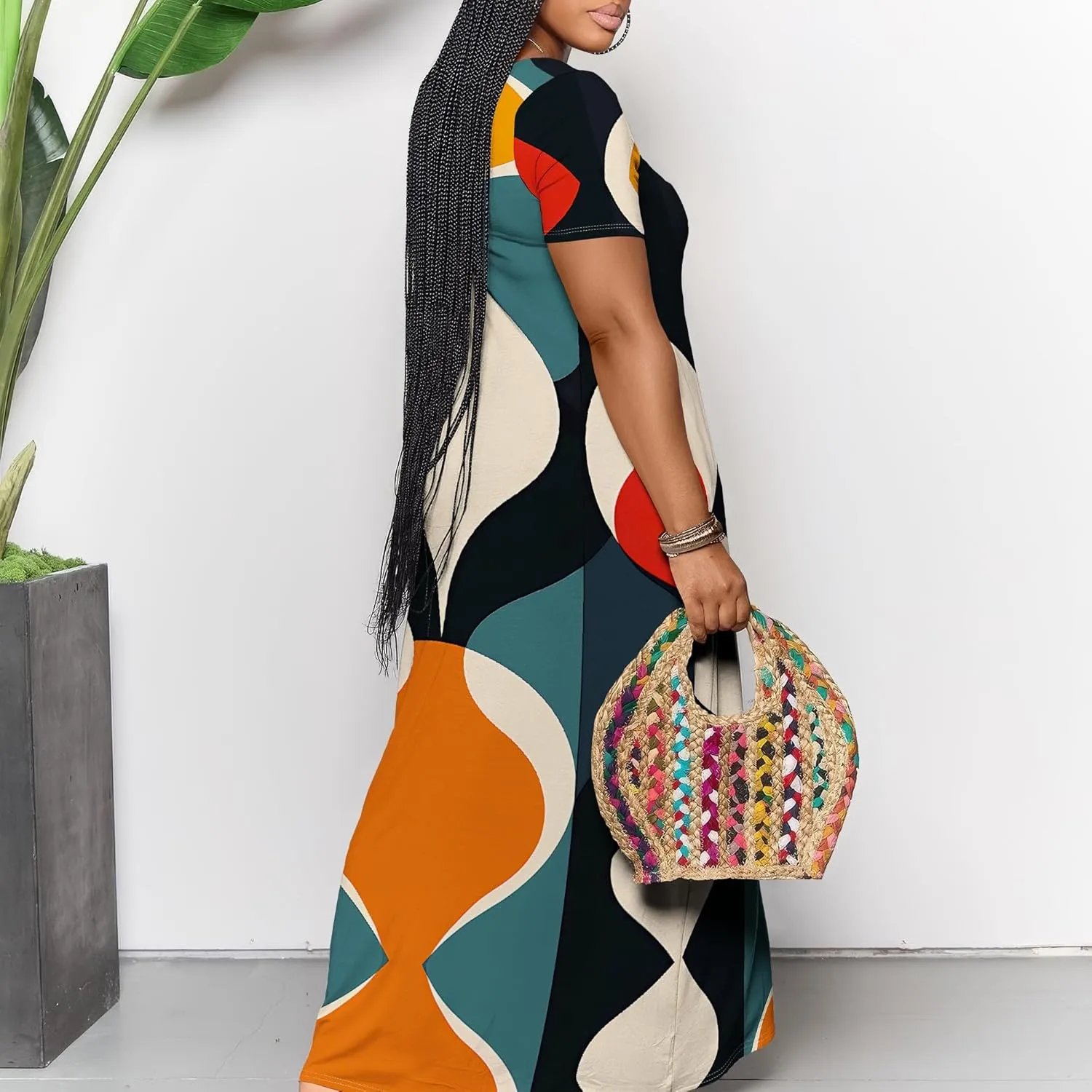 Women's Plus Size Summer Dresses Print Maxi Dresses Flowy Sundresses Plus Size A-Line Skirts for Curvy Women