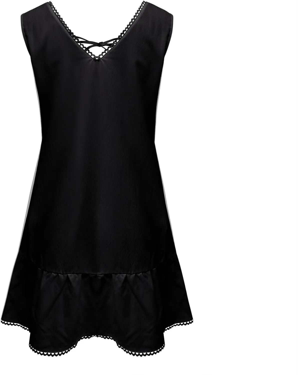 Women's Sexy Sleeveless Mini Dress Ruffle Deep Tie V Neck Chest Drawstring Bodycon Mini Club Dress for Beach Party
