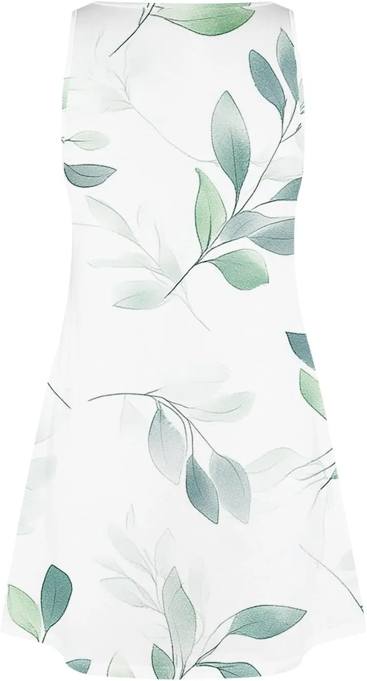Women's Sleeveless Gradient Nightgown with Print, Soft V-Neck Sleepwear for Comfortable Nighttime Relaxation