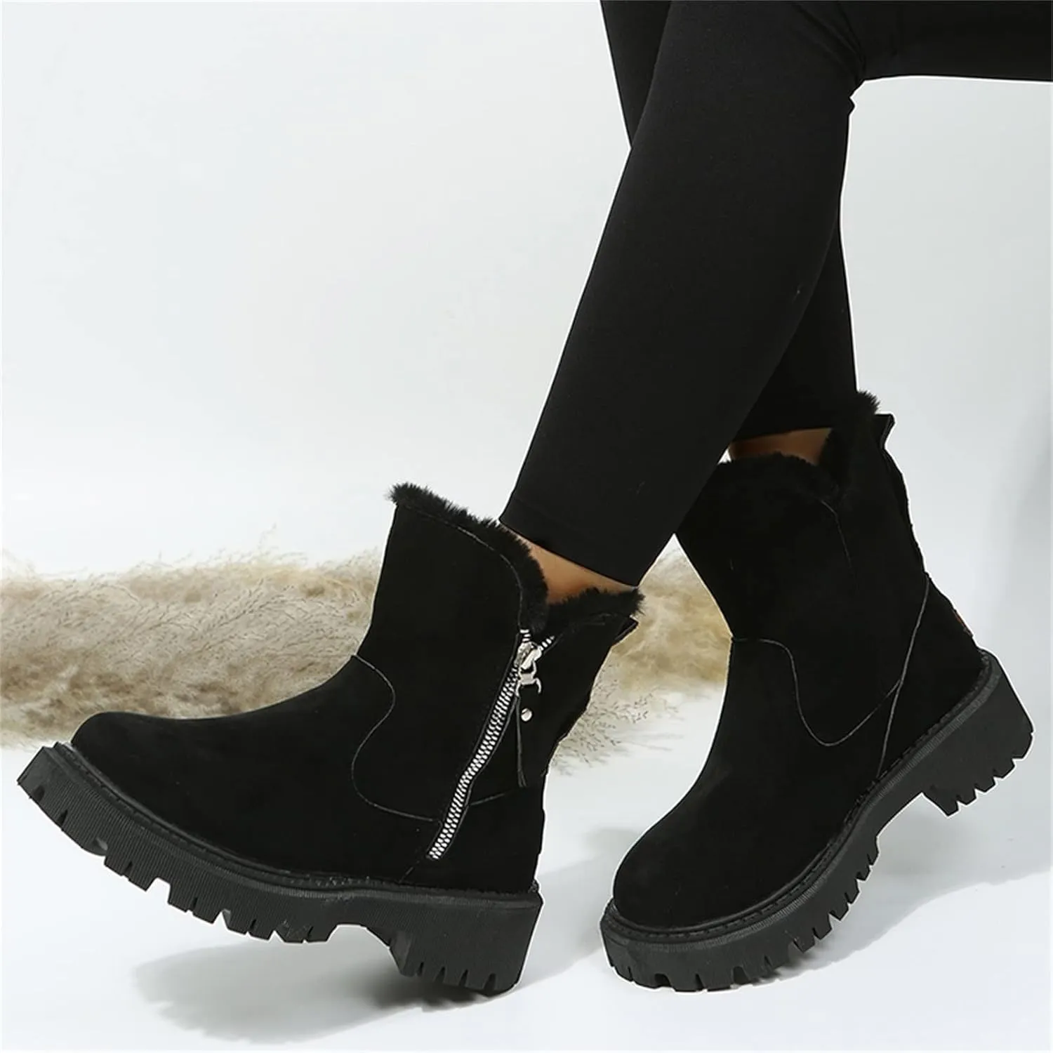 Womens Snow Boots Waterproof Insulated 10.5 Wide Womens Winter Snow Boots Slip on Womens Boots for Snow Winter Boots for Women High Heels Womens Socks Thermal Hiking Winter Boot Warm