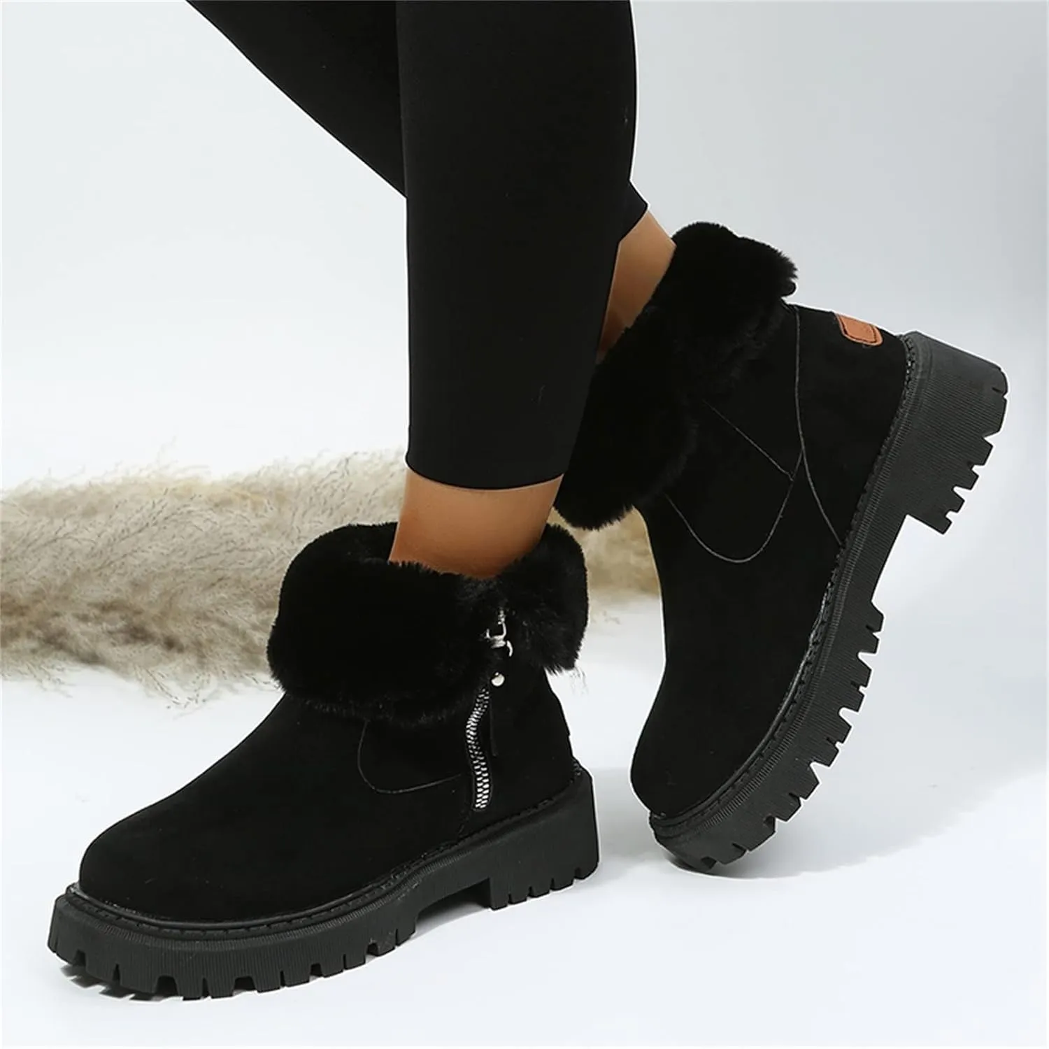 Womens Snow Boots Waterproof Insulated 10.5 Wide Womens Winter Snow Boots Slip on Womens Boots for Snow Winter Boots for Women High Heels Womens Socks Thermal Hiking Winter Boot Warm