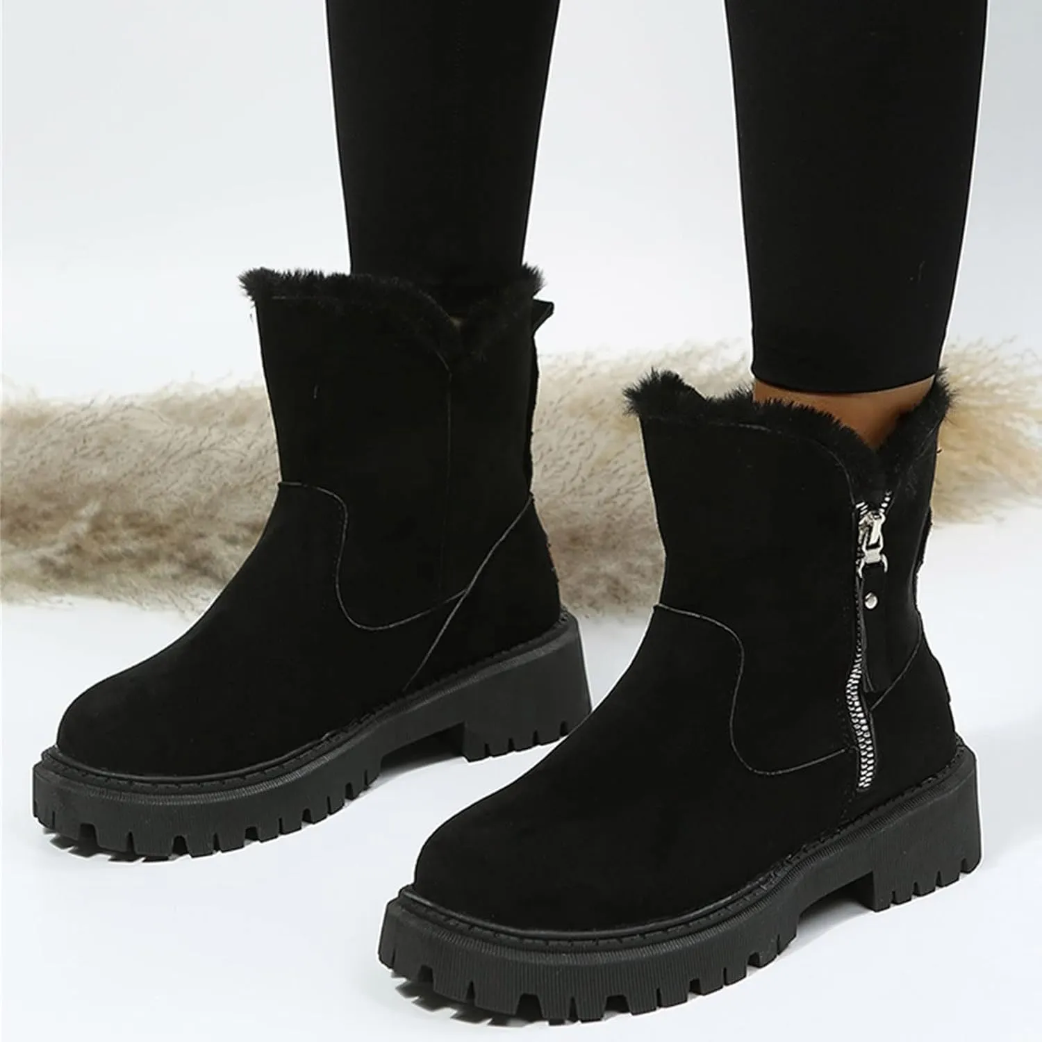 Womens Snow Boots Waterproof Insulated 10.5 Wide Womens Winter Snow Boots Slip on Womens Boots for Snow Winter Boots for Women High Heels Womens Socks Thermal Hiking Winter Boot Warm