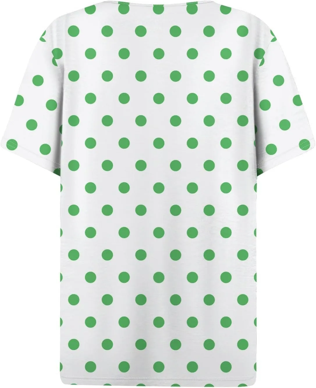 Women's Summer Casual Loose Tops V-Neck Short Sleeve Button Plaid Polka Dot Printed T-Shirt Plus, S-3XL
