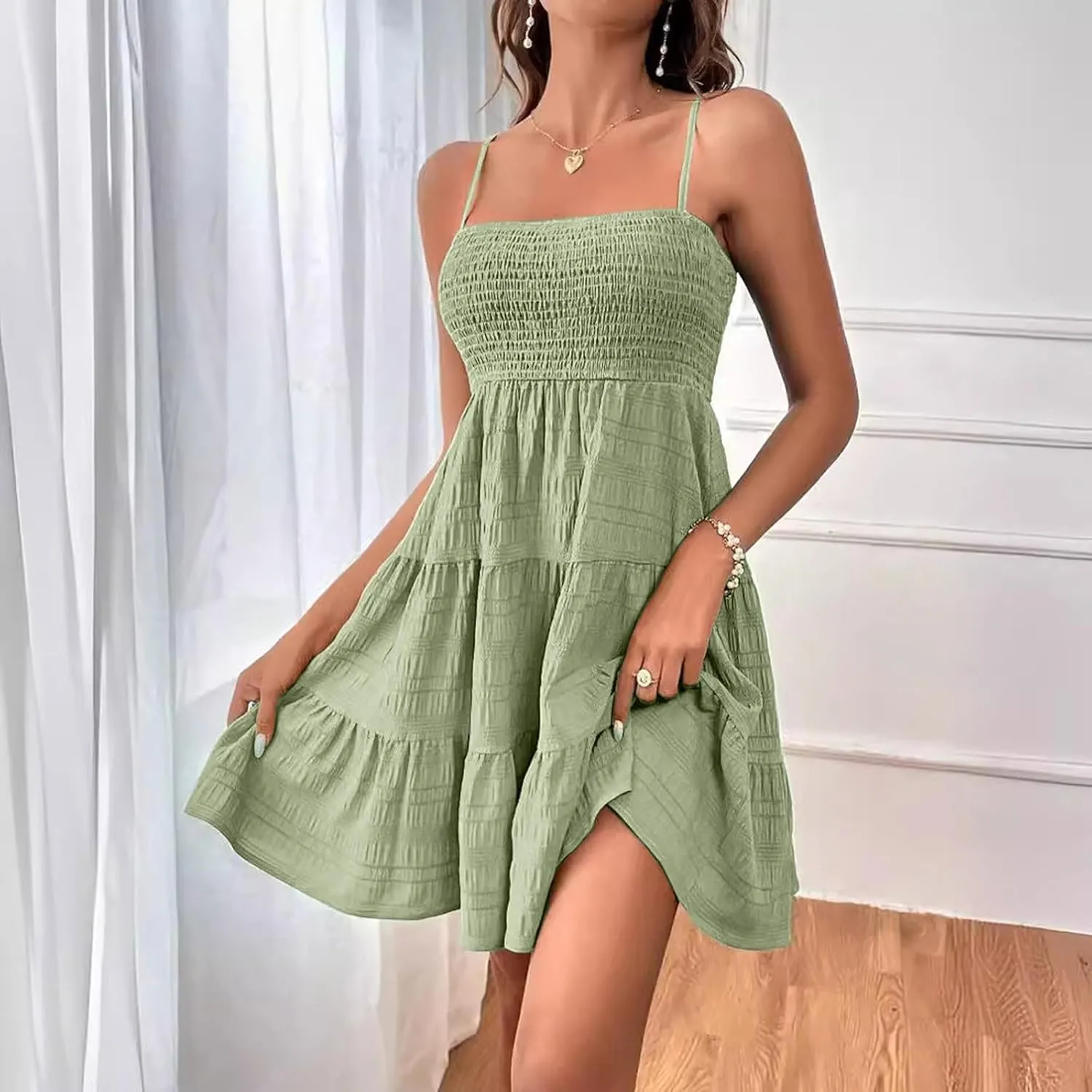 Women's Summer Smock Cami Mini Dress Sleeveless Swing A Line Short Dresses Graduation Dresses, XX-Large, Blue