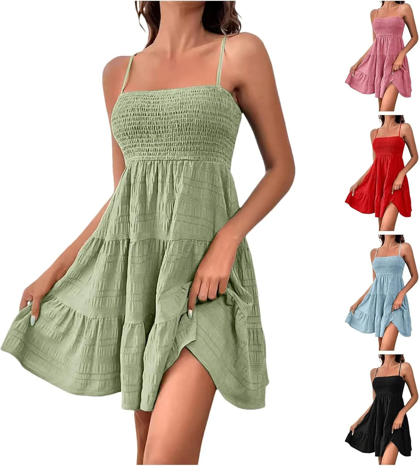 Women's Summer Smock Cami Mini Dress Sleeveless Swing A Line Short Dresses Graduation Dresses, XX-Large, Blue