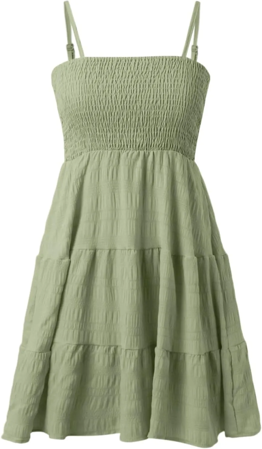 Women's Summer Smock Cami Mini Dress Sleeveless Swing A Line Short Dresses Graduation Dresses, XX-Large, Blue