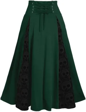 Women's Vintage Gothic Court Lace Stitching Wrap Skirt - Steampunk, Victorian A-line Pirate Skirt