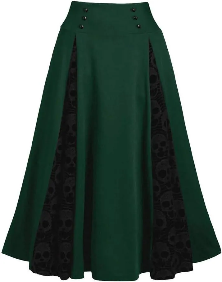 Women's Vintage Gothic Court Lace Stitching Wrap Skirt - Steampunk, Victorian A-line Pirate Skirt