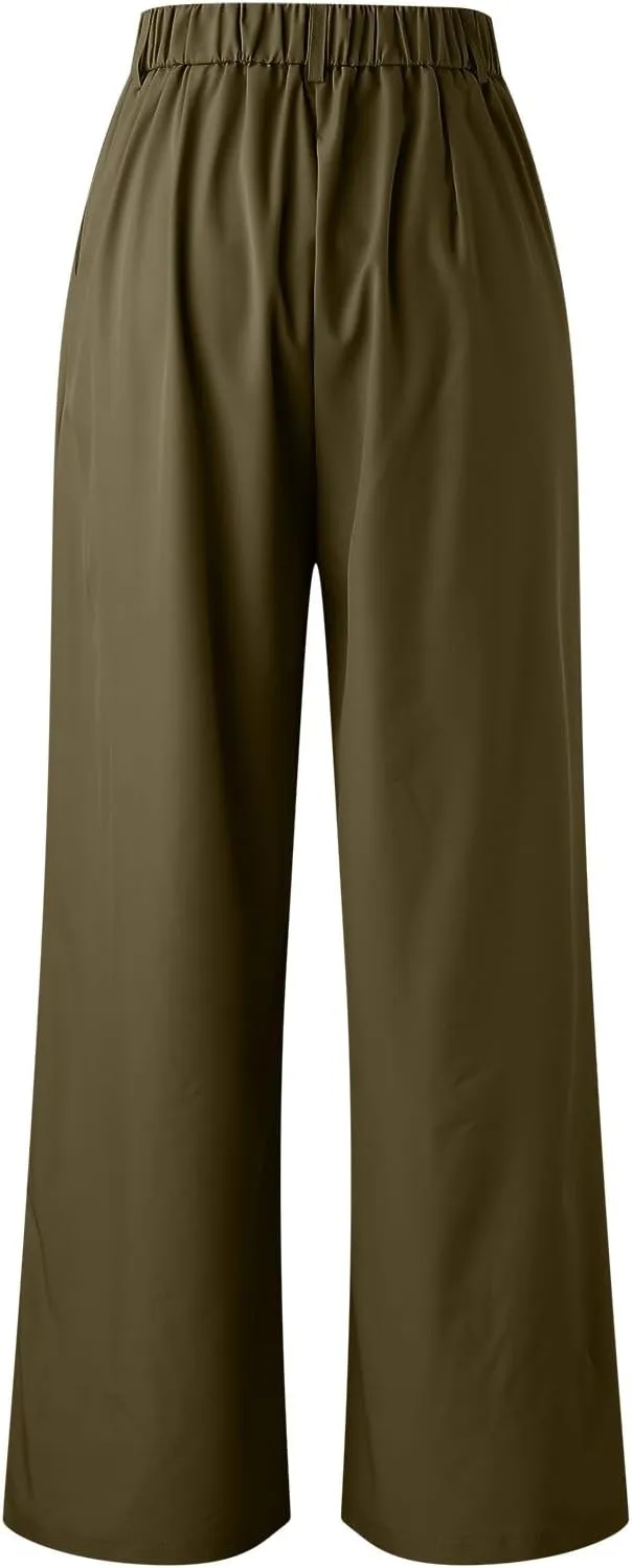 Womens Wide Leg High Waist Wide Leg Pants Casual Pants Comfy Pockets Relaxed Trousers Misses Business Suits