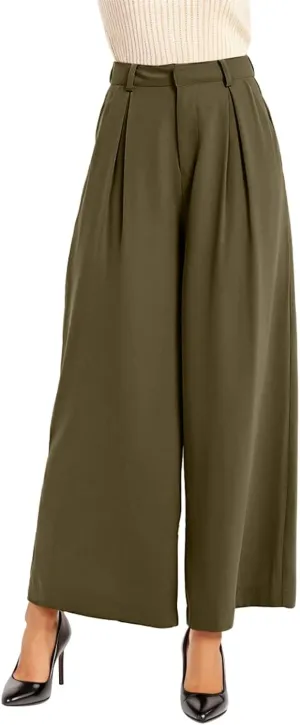 Womens Wide Leg High Waist Wide Leg Pants Casual Pants Comfy Pockets Relaxed Trousers Misses Business Suits