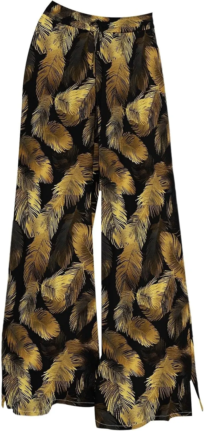 Women's Wide Leg Pants with Pockets High Waist Boho Flowy Loose Fit Relaxed Casual Beach Trousers Business Work Pant