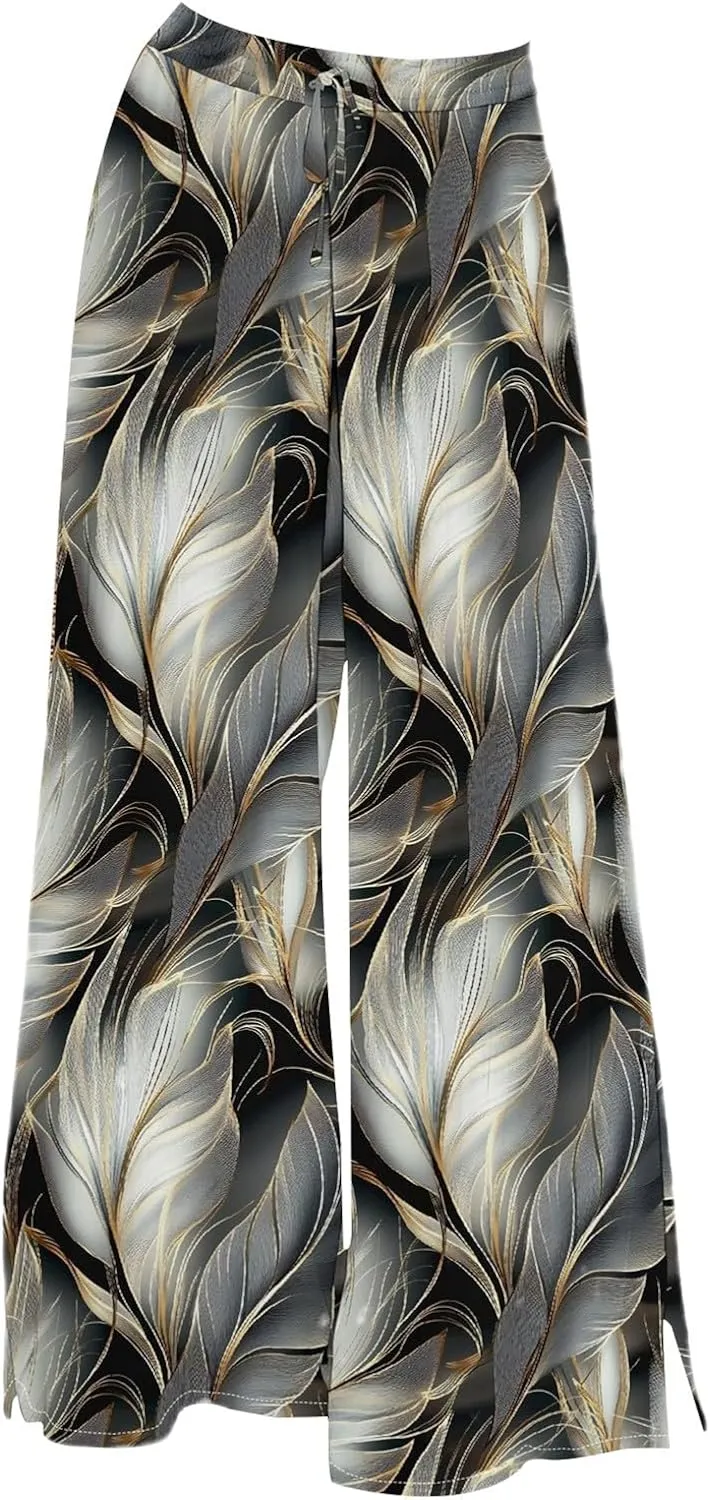 Women's Wide Leg Pants with Pockets High Waist Boho Flowy Loose Fit Relaxed Casual Beach Trousers Business Work Pant