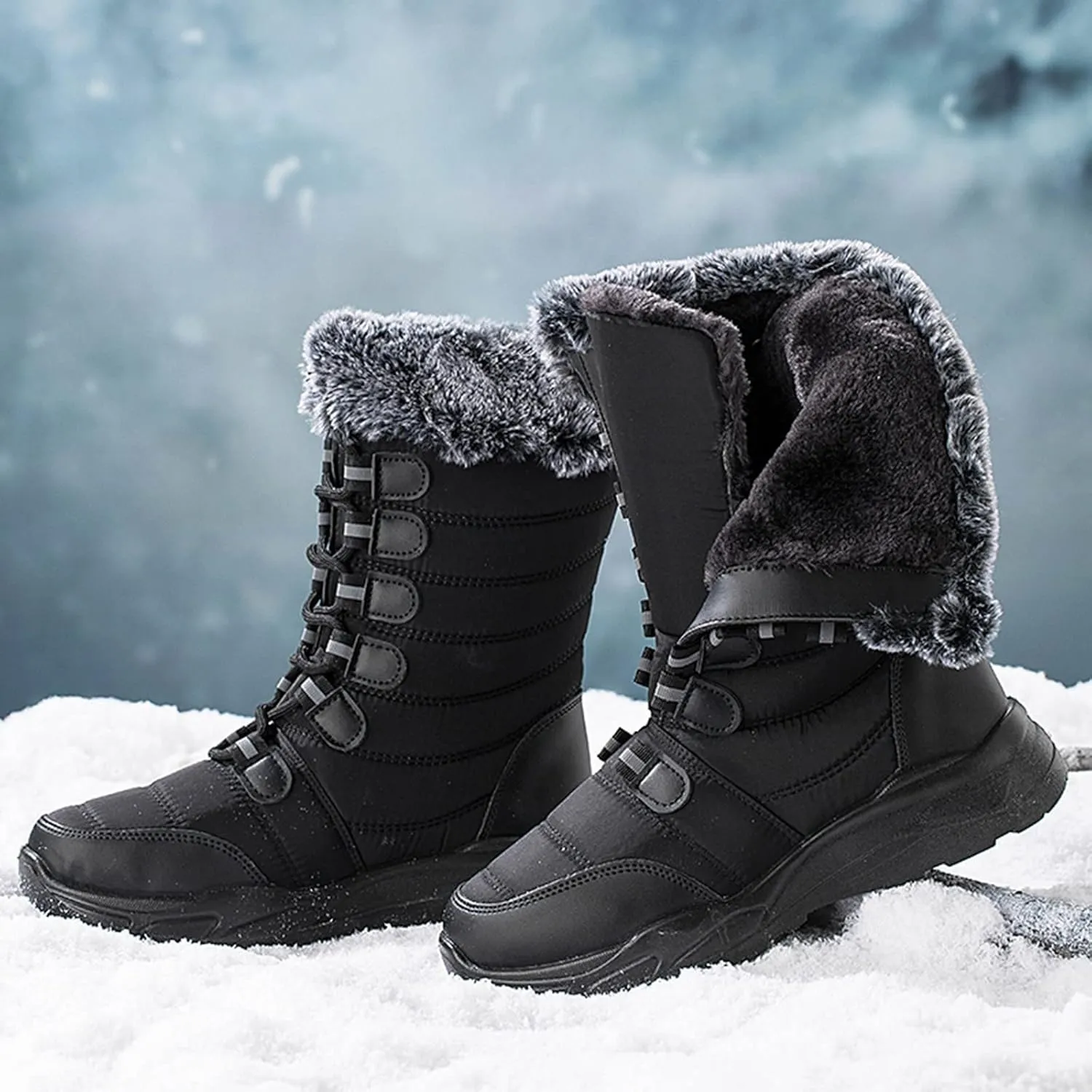 Womens Winter Snow Boots Waterproof Womens Boots Winter 2023 Warm Winter Boots Women Knee High Winter Womens Boots Slip on Plus Size Snow Boots Extra Wide Calf