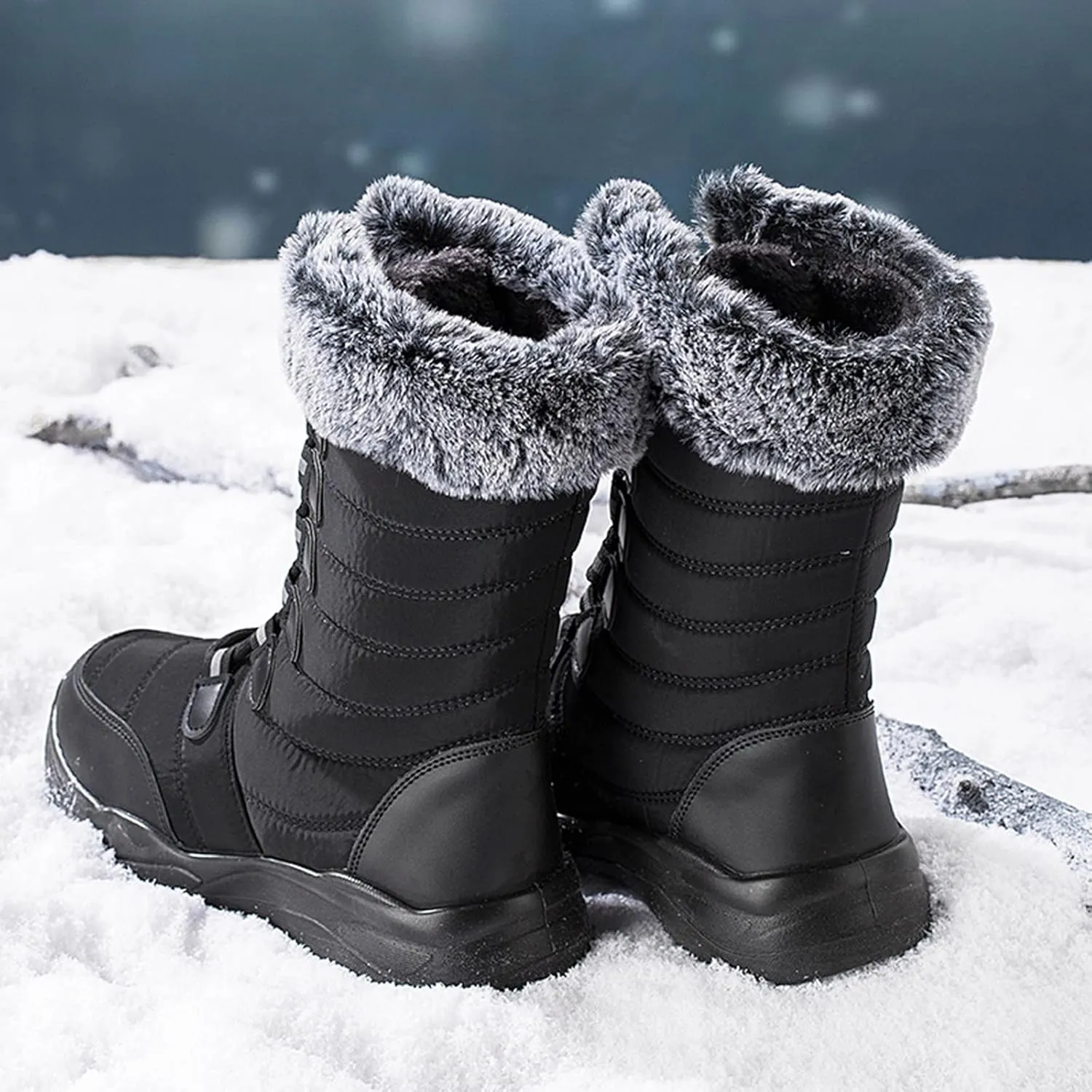 Womens Winter Snow Boots Waterproof Womens Boots Winter 2023 Warm Winter Boots Women Knee High Winter Womens Boots Slip on Plus Size Snow Boots Extra Wide Calf