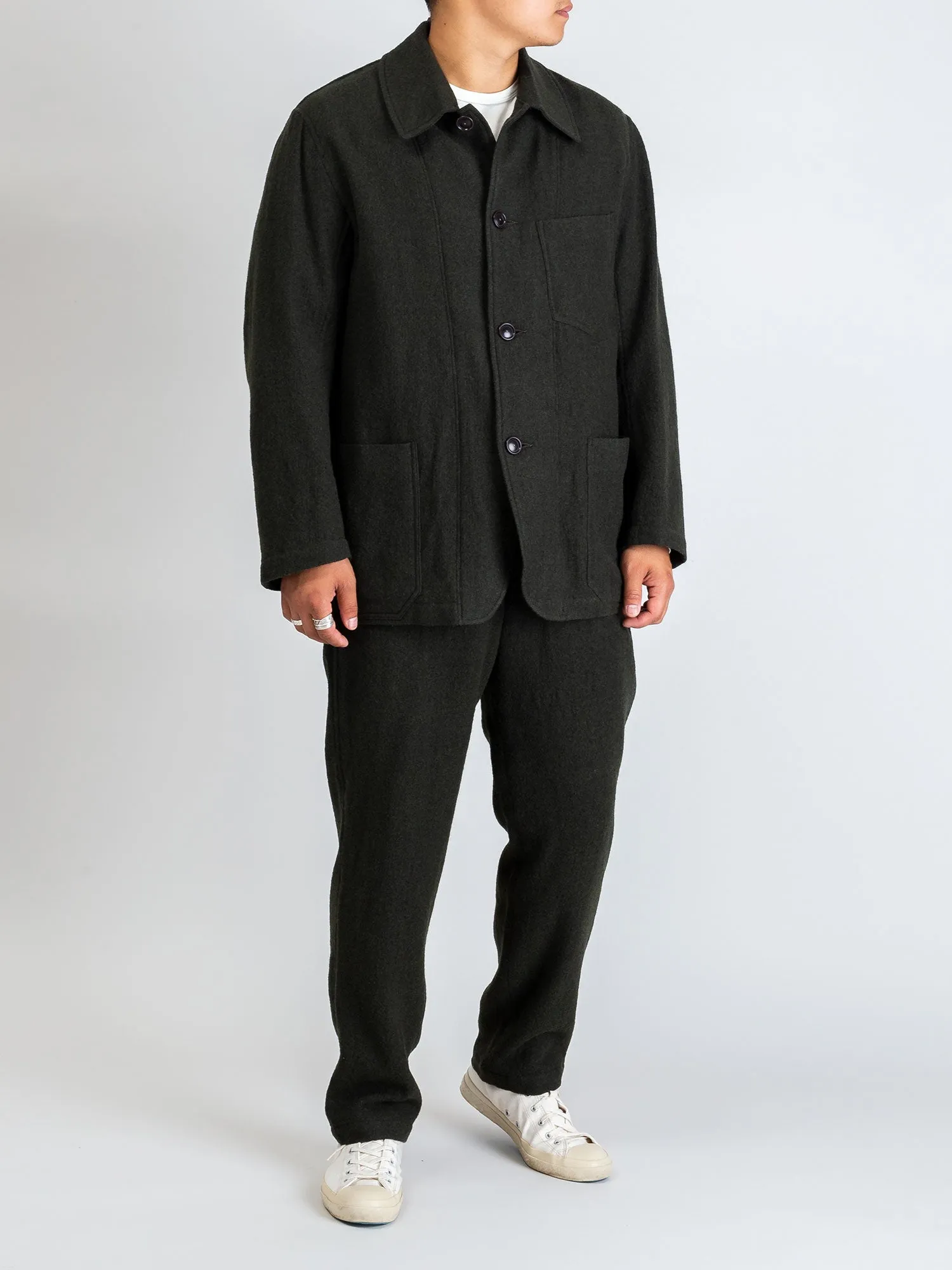 Wool Coverall Jacket in Olive