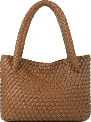 Woven Tote bag & Clutch Set for Women,-Birthday Gift Teachers, Beach Travel Bag with Magnetic Closure