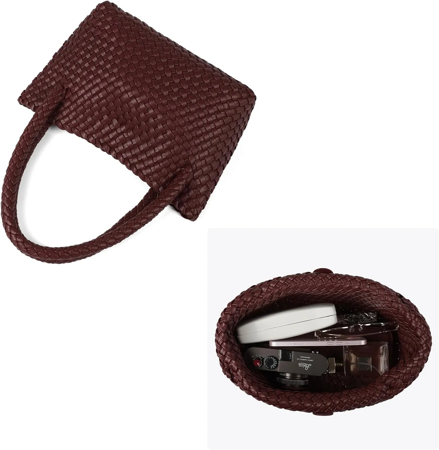 Woven Tote bag & Clutch Set for Women,-Birthday Gift Teachers, Beach Travel Bag with Magnetic Closure