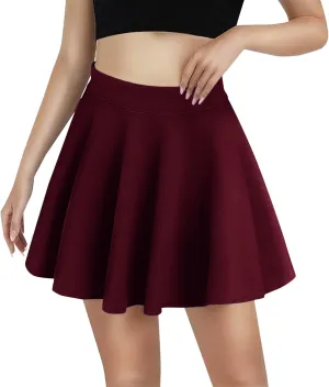 XOWRTE Women's Basic Versatile Casual High Waisted Ruffles Flared Mini Lingerie Skirts with Shorts