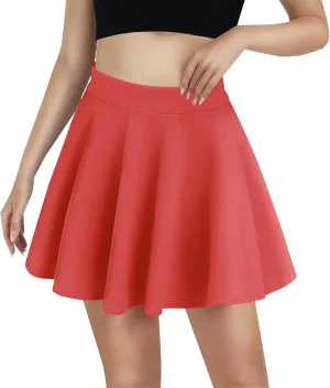 XOWRTE Women's Basic Versatile Casual High Waisted Ruffles Flared Mini Lingerie Skirts with Shorts
