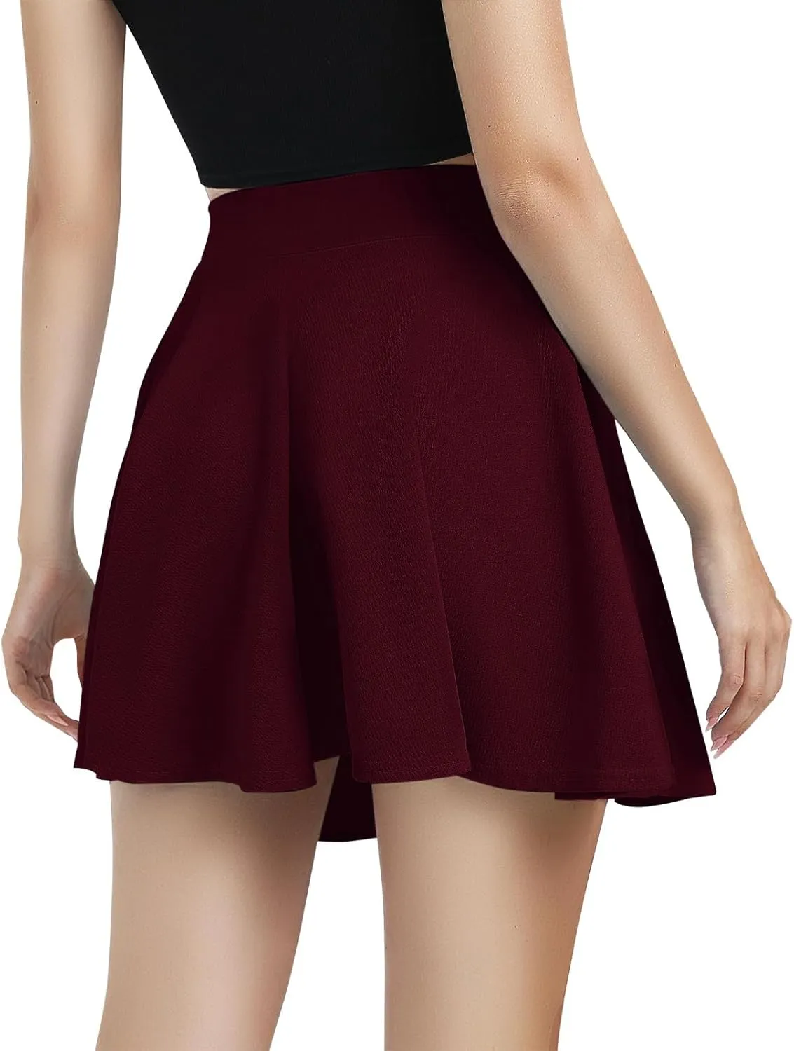 XOWRTE Women's Basic Versatile Casual High Waisted Ruffles Flared Mini Lingerie Skirts with Shorts