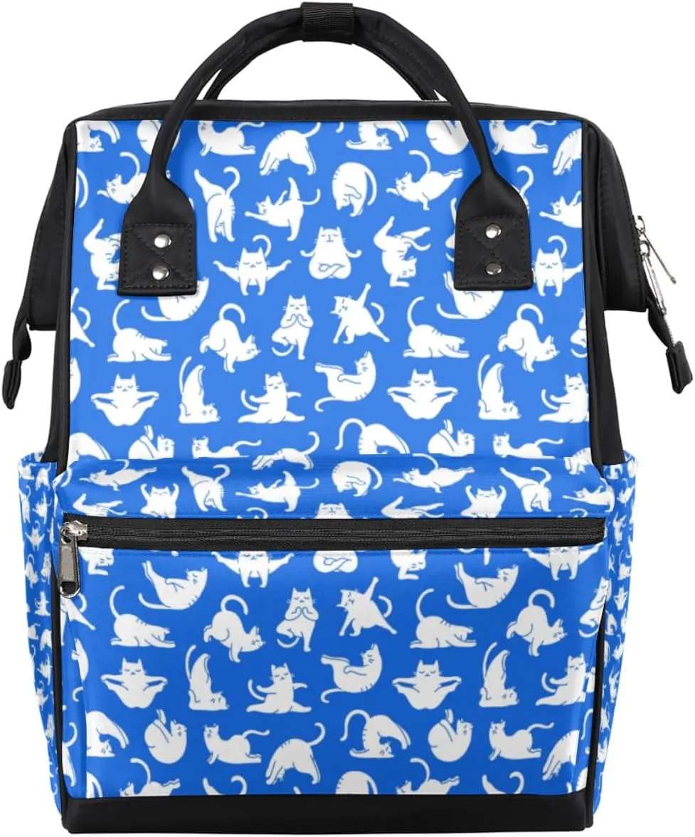Yoga Cat Diaper Bag Tote Large Capacity Waterproof with Adjustable Shoulder Strap and Pram Straps Mommy Bag for Hospital Beach Weekender Travel