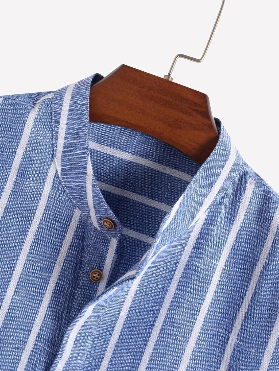 ZAFUL Men's Henley Shirt Half Buttoned Casual Vertical Striped Office Pullover Shirt