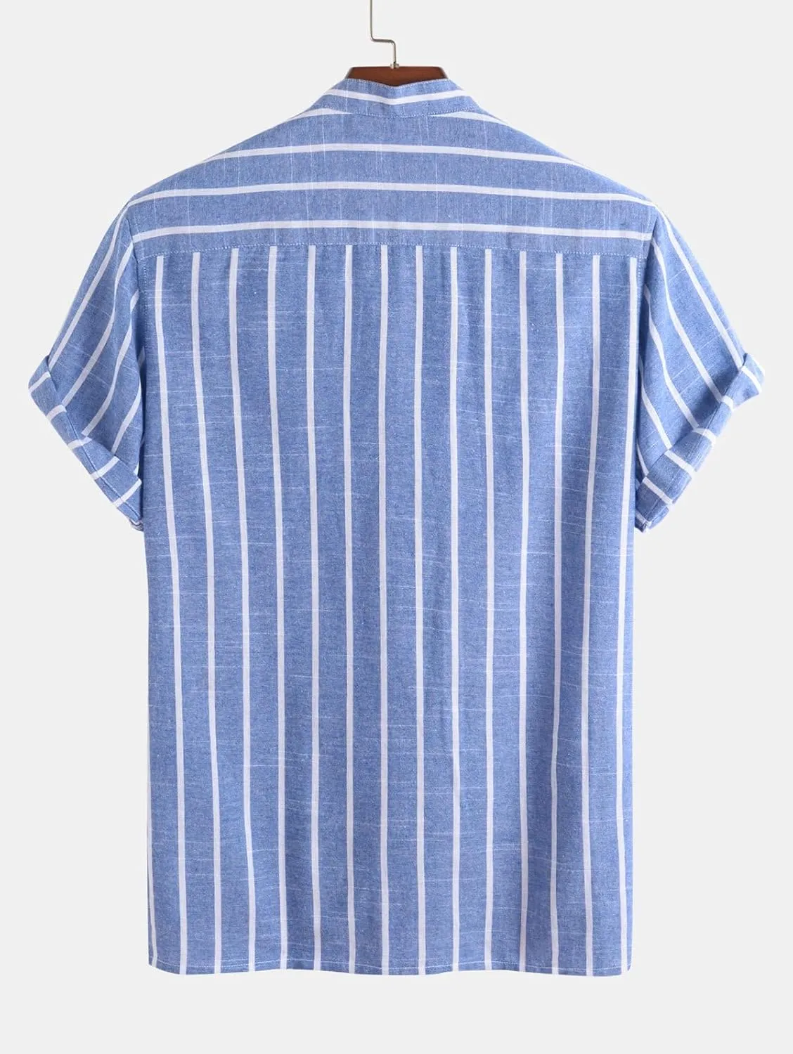 ZAFUL Men's Henley Shirt Half Buttoned Casual Vertical Striped Office Pullover Shirt