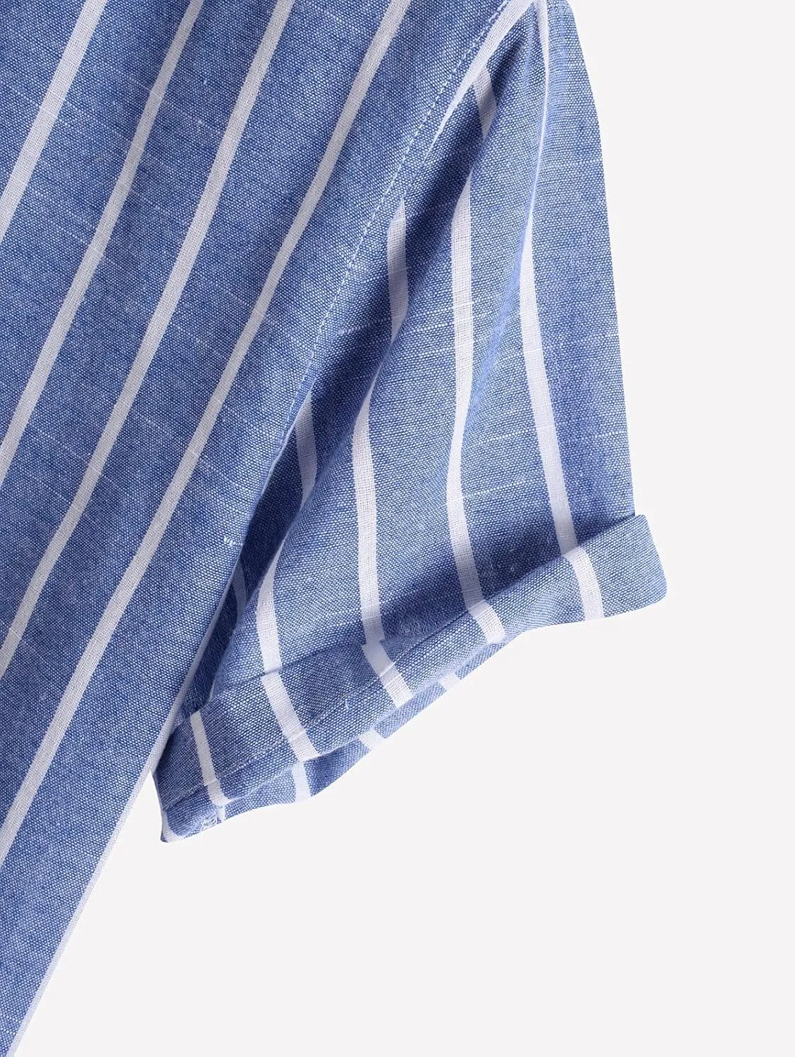 ZAFUL Men's Henley Shirt Half Buttoned Casual Vertical Striped Office Pullover Shirt